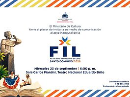 Ministerio de Cultura inaugura este miércoles la XXVIII Feria Internacional del Libro Santo Domingo 2026